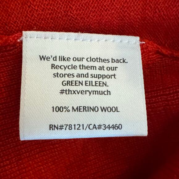 Eileen Fisher 100% Merino Wool Light Weight Cowl Neck Sweater Red Classic Med - Picture 6 of 6